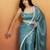Sky blue velvet ready to wear saree