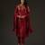 Red embroidered chanderi kurta set