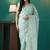 Sky blue organza foil printed ready to wear saree