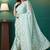 Sky blue organza foil printed ready to wear saree