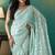 Sky blue organza foil printed ready to wear saree