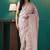 Peach organza foil printed ready to wear saree