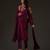 Plum embroidered chanderi kurta set