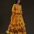 Yellow floral printed chanderi anarkali