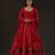 Red floral printed chanderi anarkali