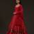 Red floral printed chanderi anarkali