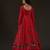 Red floral printed chanderi anarkali