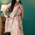 Peach organza foil printed ready to wear saree