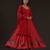 Red floral printed chanderi anarkali