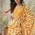 Yellow muslin printed ready to wear saree