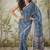 Blue muslin printed ready to wear saree