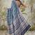 Blue muslin printed ready to wear saree