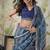 Blue muslin printed ready to wear saree