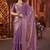 Purple heavy work fandy satin silk blend saree