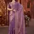 Purple heavy work fandy satin silk blend saree