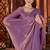 Purple heavy work fandy satin silk blend saree