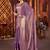 Purple heavy work fandy satin silk blend saree