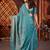 Blue heavy work fandy satin silk blend saree