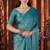 Blue heavy work fandy satin silk blend saree