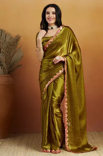 Mahendi embroidered ready to wear saree