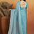 Sky blue satin ready to wear saree
