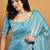 Sky blue satin ready to wear saree