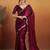Burgundy satin ready to wear saree