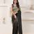 Grey satin ready to wear saree