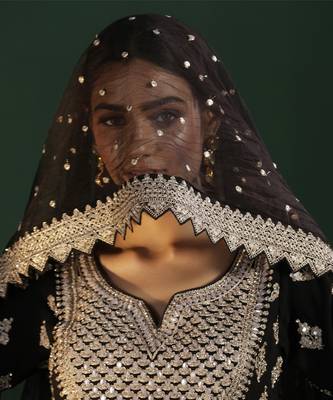 black embroidered silk lehenga with Kurti 2