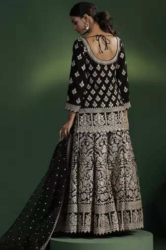 black embroidered silk lehenga with Kurti