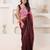 Pink satin ready to wear saree
