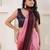 Pink satin ready to wear saree