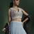 blue embroidered georgette lehenga