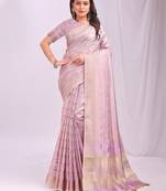 Light pink woven zari organza saree