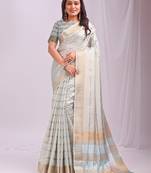 Sky blue woven zari organza saree