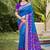 Blue pochampalli silk blend woven saree