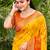 Yellow pochampalli silk blend woven saree