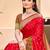 Red pochampalli silk blend woven saree