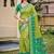 Parrot green pochampalli silk blend woven saree