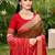Brown pochampalli silk blend woven saree
