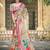 Yellow linen cotton woven border printed saree