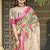 Yellow linen cotton woven border printed saree