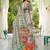Pista linen cotton woven border printed saree