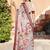 Cream linen cotton woven border printed saree