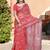 Red linen cotton woven border printed saree