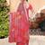 Red linen cotton woven border printed saree
