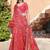 Red linen cotton woven border printed saree