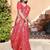 Red linen cotton woven border printed saree