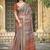 Grey linen cotton woven border printed saree
