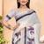 Off white linen cotton woven border printed saree